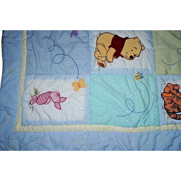 Vintage Sears Winnie the Pooh Baby Quilt Blanket – Disney Embroidered Patchwork - Picture 5 of 16